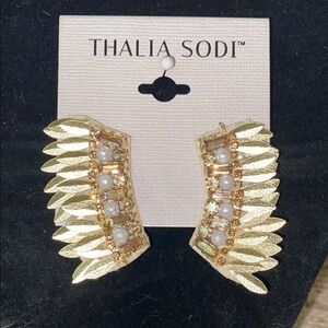 Thalia Sodi Gold Statement Earrings with Crystal Accents
